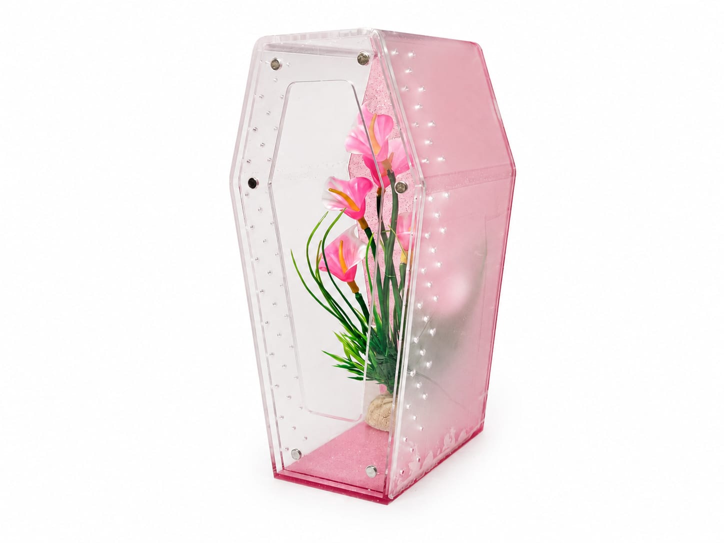 Pink Glitter Calla Lily Coffin Enclosure