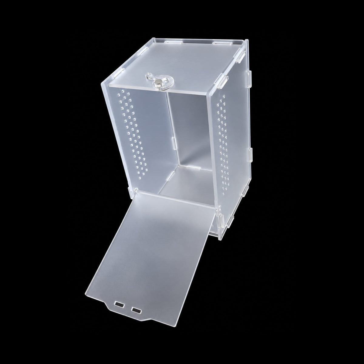 Adult Jumping Spider Enclosure -Please note the enclosure appears frosted due to a protective film which needs to be removed prior to assembly